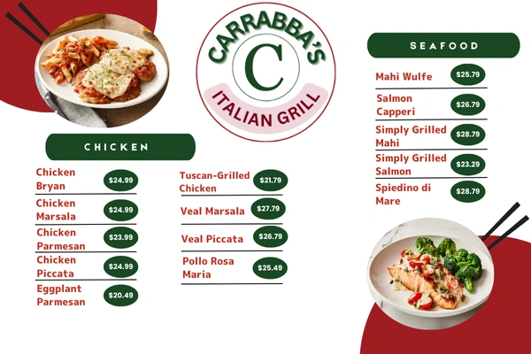 Carrabass Chicken & seafood Menu