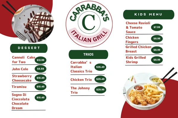 Carrabass Desserts Menu
