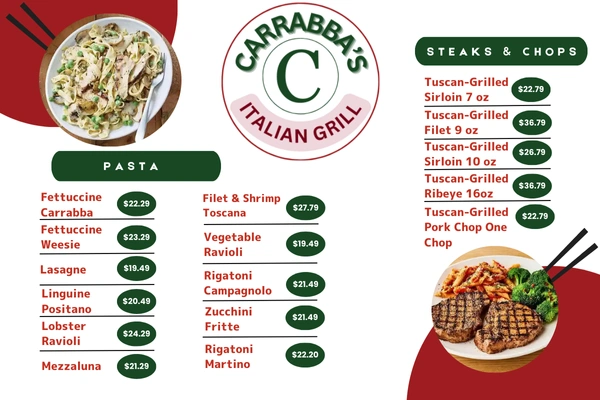 Carrabass Steaks & Chops Menu